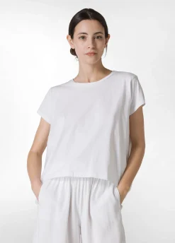 New T-Shirt Misto Seta Bianco Donna Camicie & Bluse