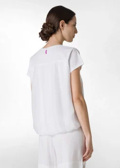 New T-Shirt Misto Seta Bianco Donna Camicie & Bluse