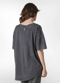 Shop T-Shirt Over Marmorizzata Con Grafica Nero Donna Top & T-Shirts