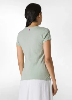 Best Sale T-Shirt Scollo A V In Jersey Fiammato Verde Donna Top & T-Shirts