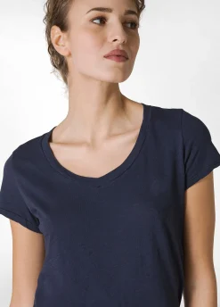 Discount T-Shirt Scollo A V In Jersey Fiammato Blu Donna Top & T-Shirts