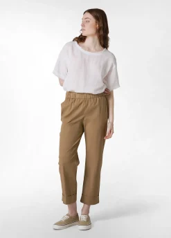 Flash Sale T-Shirt Sfrangiata In Lino Bianco Donna Top & T-Shirts