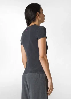 Sale T-Shirt Stretch Marmorizzata Con Grafica Nero Donna Top & T-Shirts