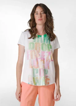 Hot T-Shirt Svasata Con Scritte Bianco Donna Top & T-Shirts
