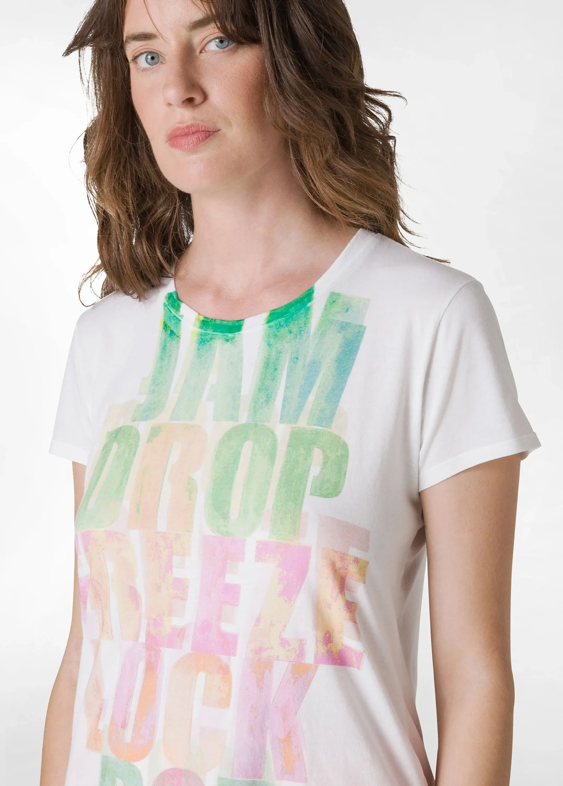 Hot T-Shirt Svasata Con Scritte Bianco Donna Top & T-Shirts