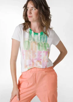 Hot T-Shirt Svasata Con Scritte Bianco Donna Top & T-Shirts