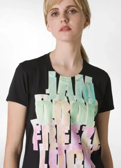Sale T-Shirt Svasata Con Scritte Nero Donna Top & T-Shirts