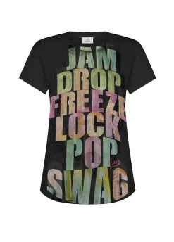 Sale T-Shirt Svasata Con Scritte Nero Donna Top & T-Shirts