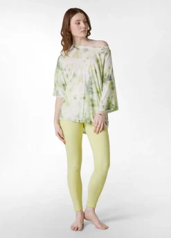 Hot T-Shirt Yoga Maxi Stampata Verde Donna Top & T-Shirts