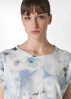 Flash Sale T-Shirt Yoga Stampata In Jersey Fiammato Blu Donna Top & T-Shirts
