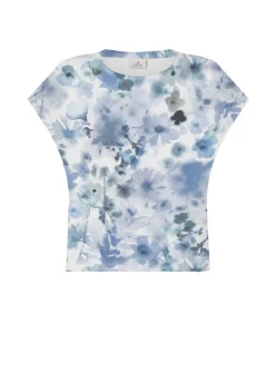 Flash Sale T-Shirt Yoga Stampata In Jersey Fiammato Blu Donna Top & T-Shirts