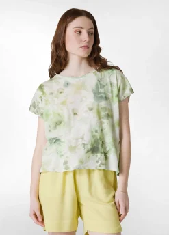 Cheap T-Shirt Yoga Stampata In Jersey Fiammato Verde Donna Top & T-Shirts