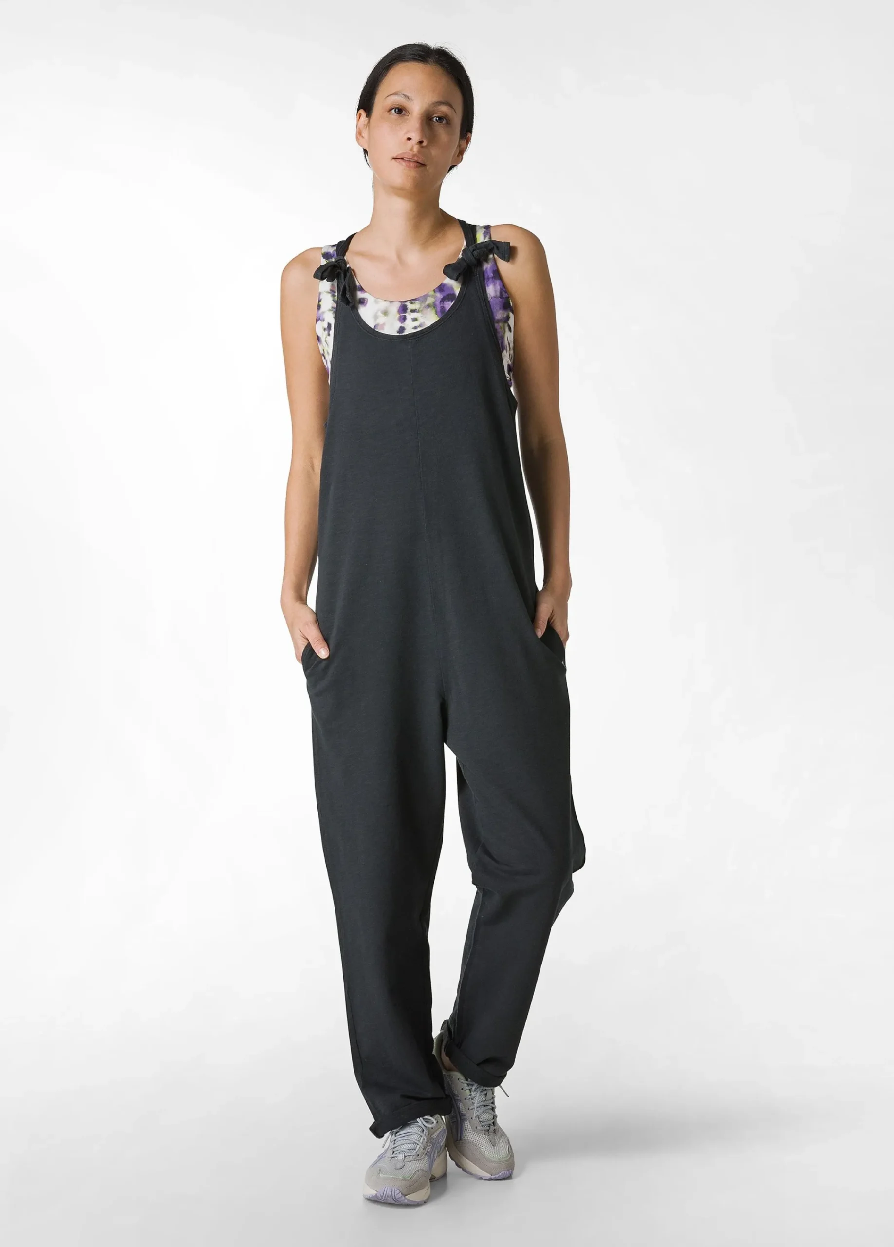 Shop Tuta Intera Effetto Vintage Nero Donna Vestiti, Gonne E Tute