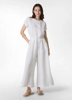 Online Tuta Intera In Lino Bianco Donna Vestiti, Gonne E Tute